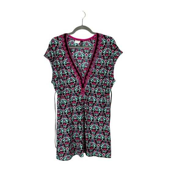 Becca by Rebecca Virtue Pink Medallion Print Swim Cover-Up with Waist Tie XS/S - Picture 1 of 5